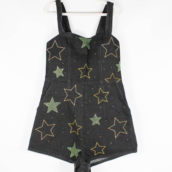 Nasty Gal Star Hotfix Denim Playsuit, NWT, Size 8 - Picture 2 of 9